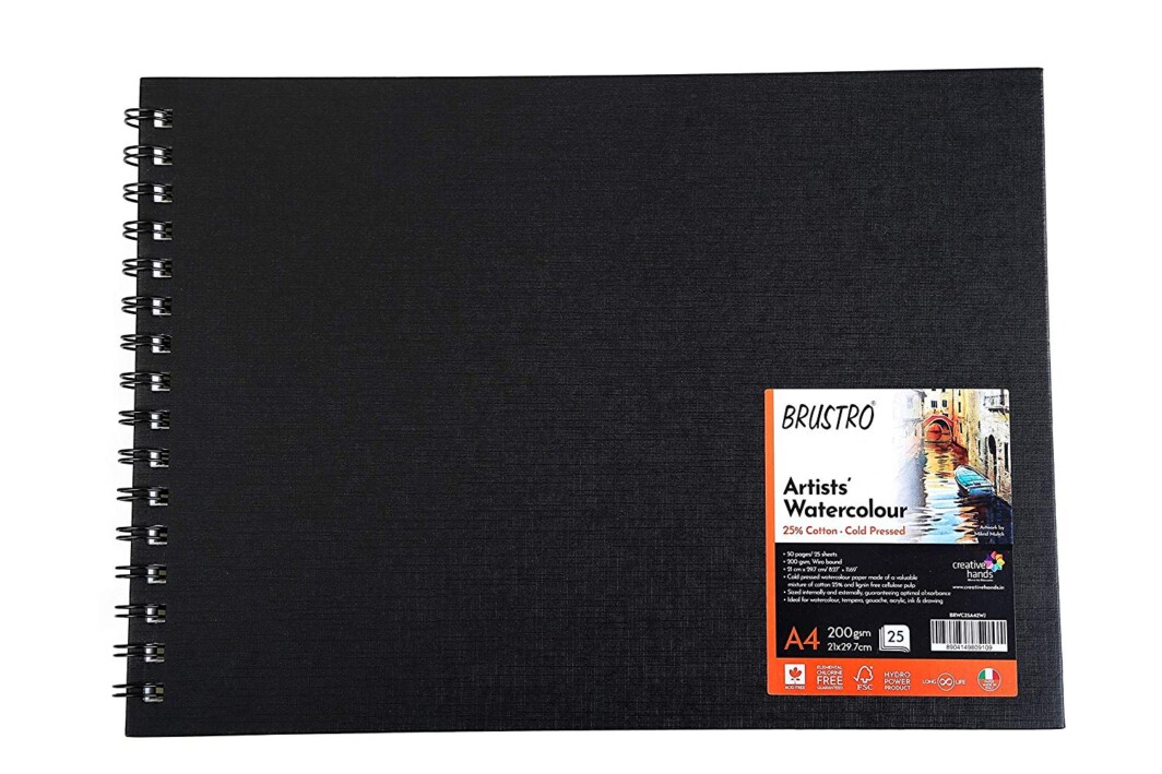 Brustro Artist 25% Cotton Watercolour Wiro Journal Cold Pressed 200 GSM A4-25 Sheets-0