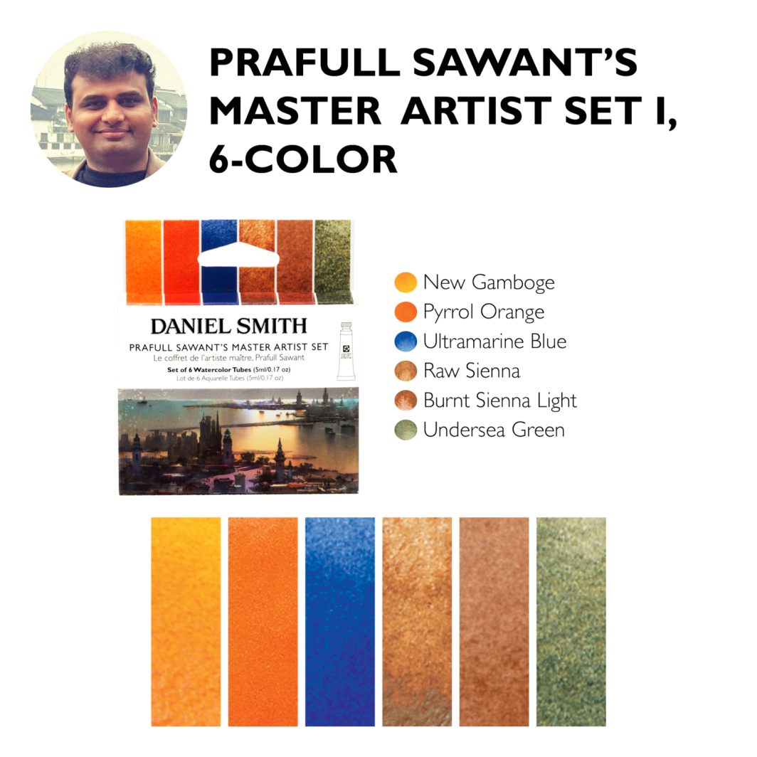Daniel Smith Prafull Sawant's Master Watercolour Set of 6 tubes swatch