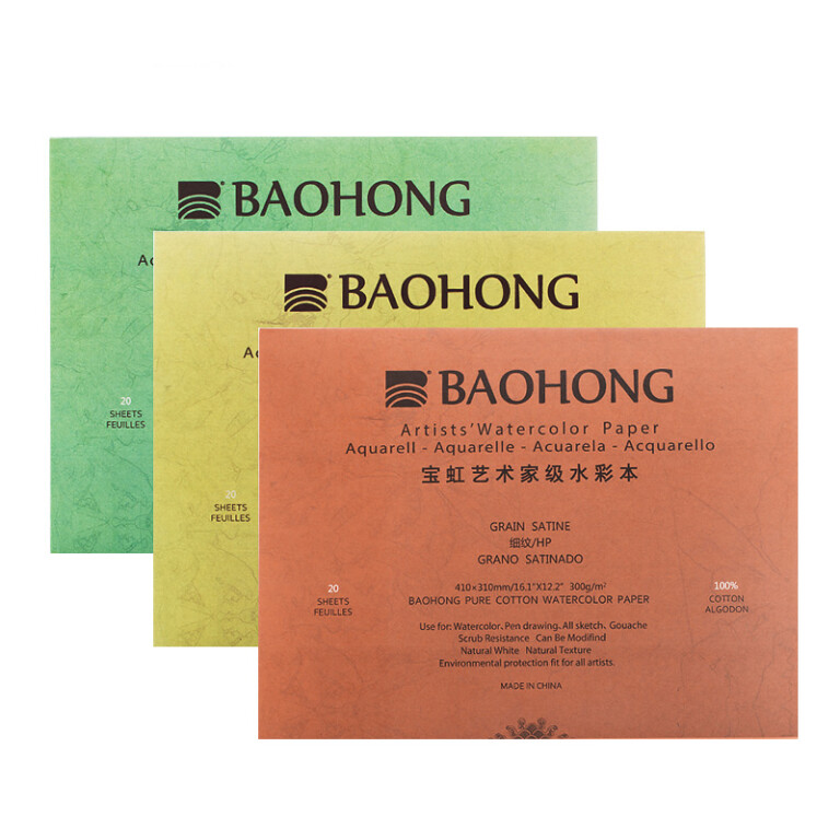 Baohong Watercolor Paper Pad 300GSM / CP 360 x 260mm (14"X10"INCH) Book