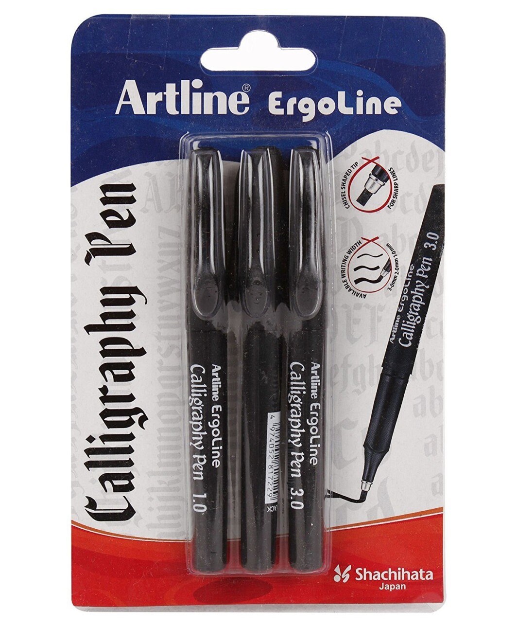 Artline Ergoline Calligraphy Pen Set with 3 Nib Sizes - Pack of 3 (Black)-0