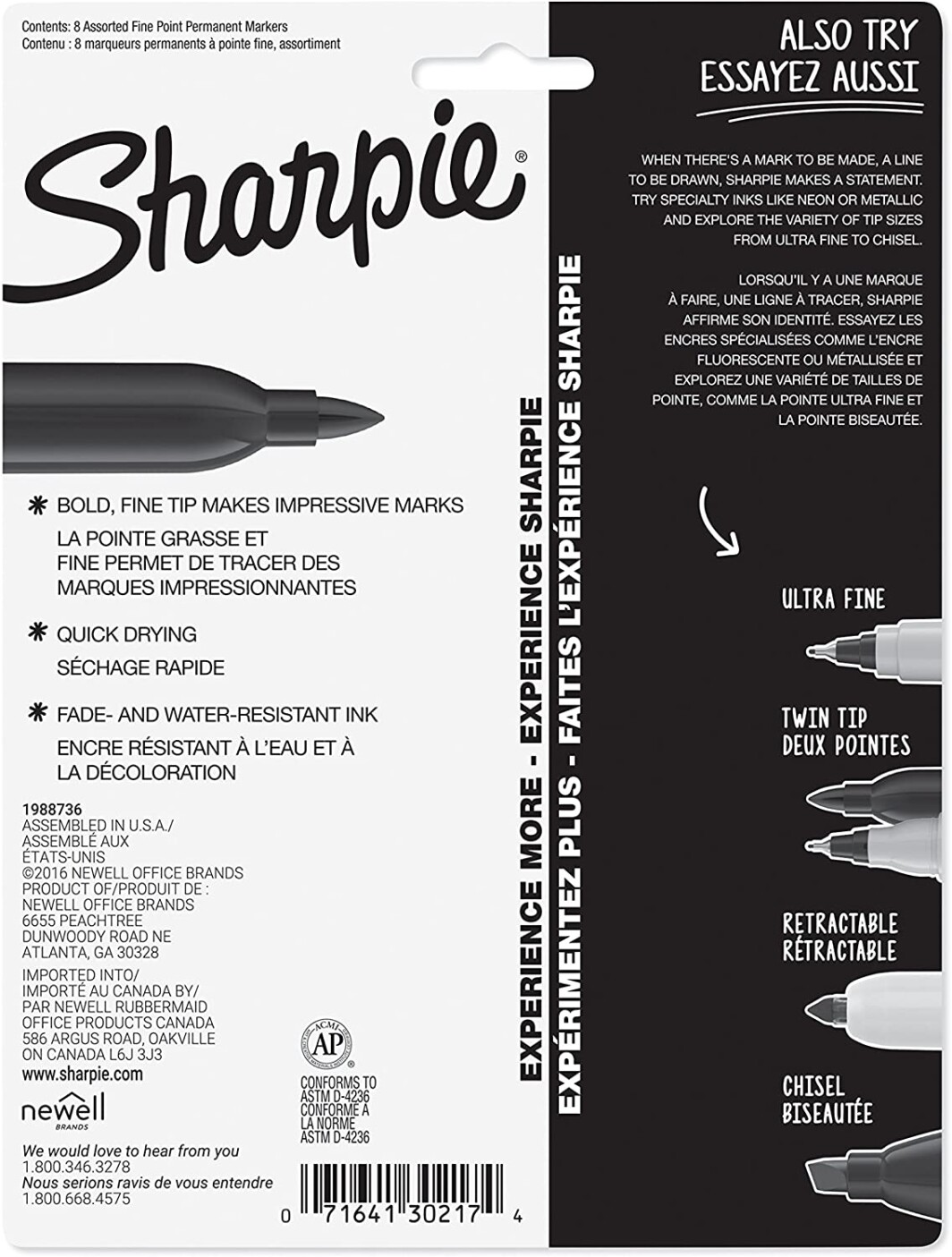 Sharpie Permanent Markers, Fine Point, 8 Pack, Assorted Colors (30217PP)-6567