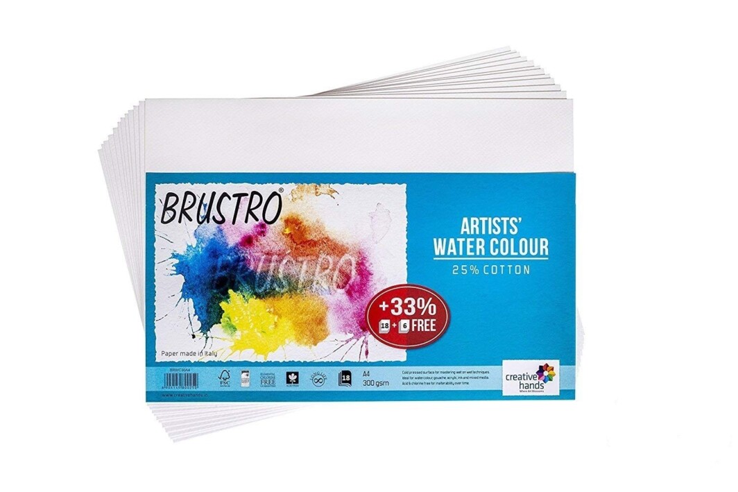 Brustro Watercolour Papers Sheets 25% Cotton 300 GSM (OPEN STOCK)-0