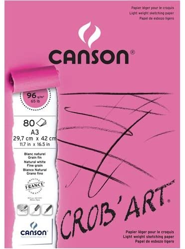 Canson 400100171 crob' Art Drawing Pad Glued 96 g A3 Short Side 80 Sheets Natural White-0