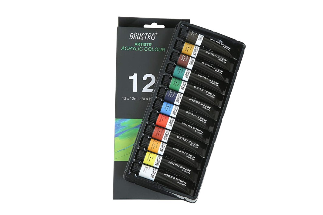 BRUSTRO Artists’ Acrylic Colour Set of 12 Colours X 12ML Tubes-6759