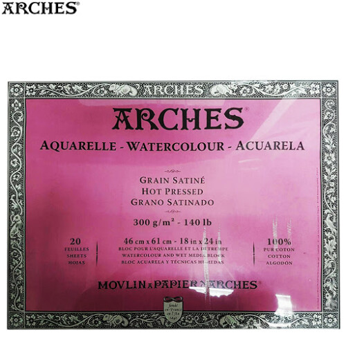 Arches Watercolour Block, 300 gsm, Hot pressed, Wood, White Assorted Size (Open Stock)-0