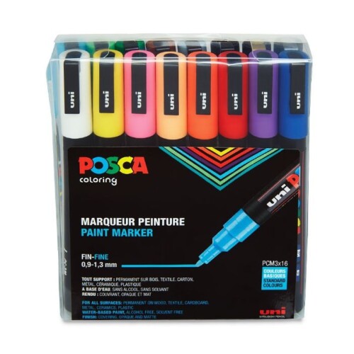 POSCA Acrylic Paint Marker PC3M Fine 16 Color Set KDS Art Store