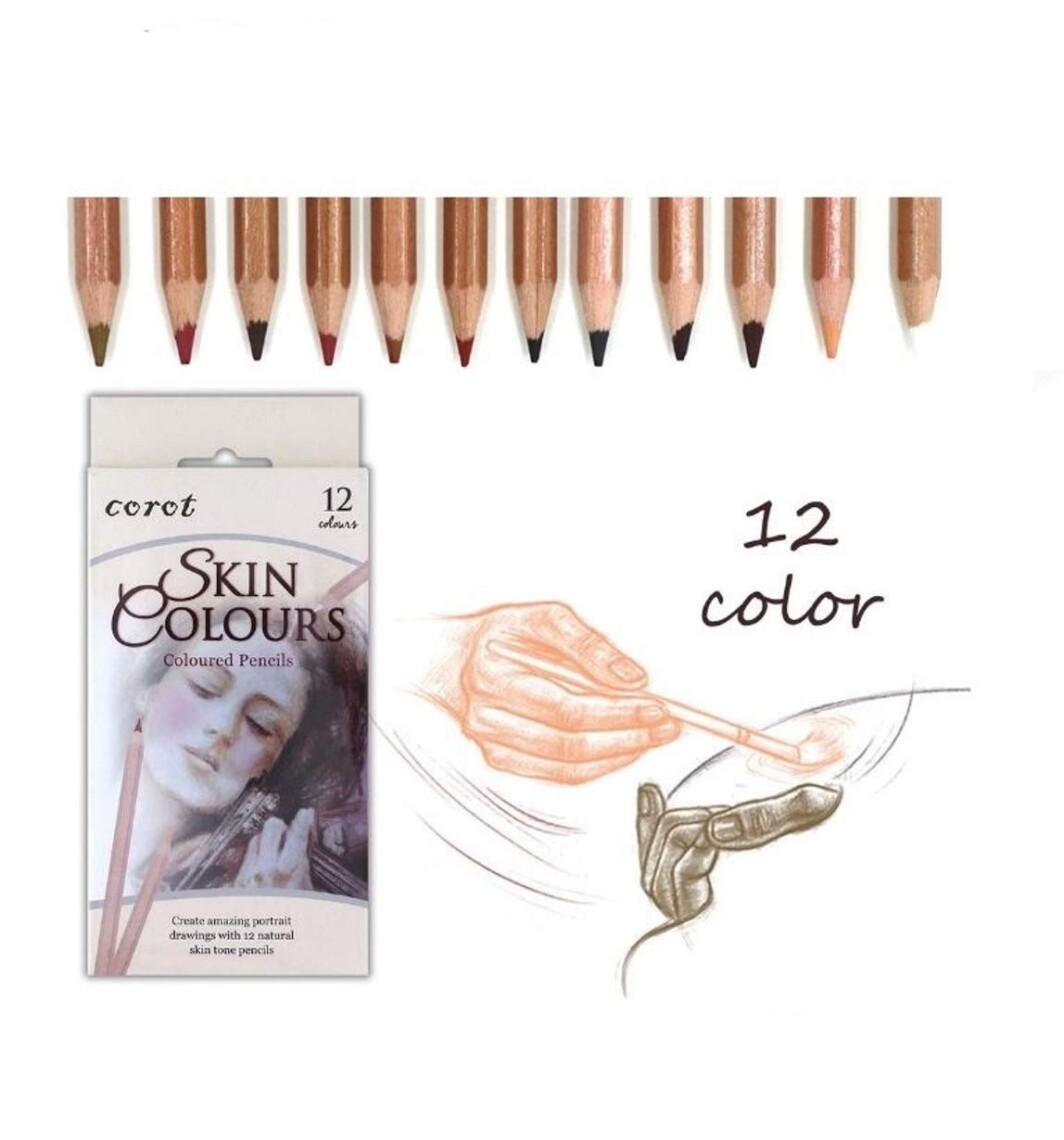 COROT 12Pcs Soft Color Pencil Set Wood Skin Color -0