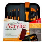 Mont Marte Paint Brush Set - Acrylic Taklon Bristle In Wallet 11pc-0