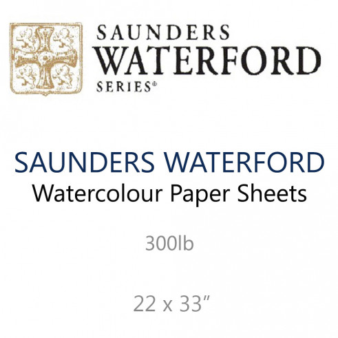 Saunders Waterford Watercolor Paper, 300gsm 140lb Cold Press, 22 x 30  (560X760)10 Sheets - KDS Art Store