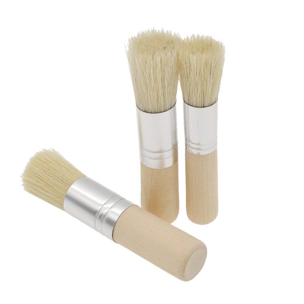 Ruwado 3 Pcs Wooden Stencil Brushes for Acrylic Paint Natural Wood Bristle  Template Brush for Oil Painting Watercolor Painting Stencil Project DIY Art