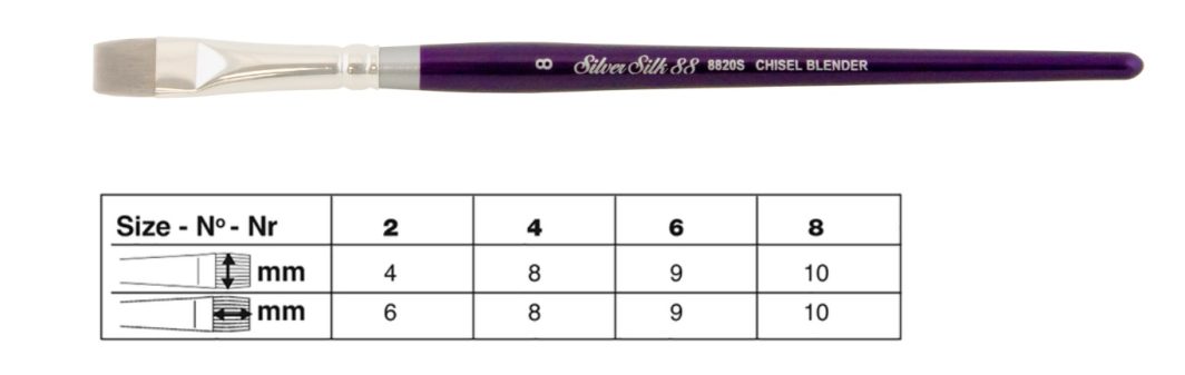 SILVER BRUSH SILVER SILK 88 SHORT HANDLE SERIES CHISEL BLENDER SIZE 4 (8820S-4)