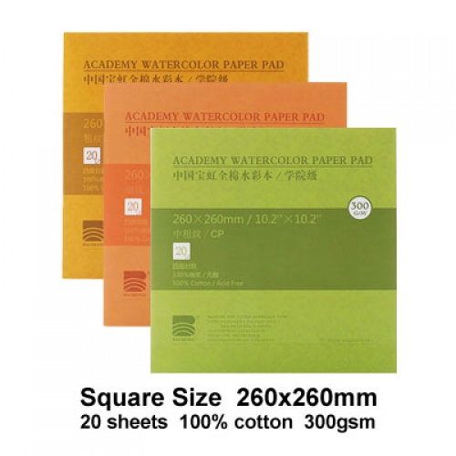 BAOHONG ACADEMY WATERCOLOR PAPER PAD 260X260 MM (10X10 INCH) HOT PRESSED