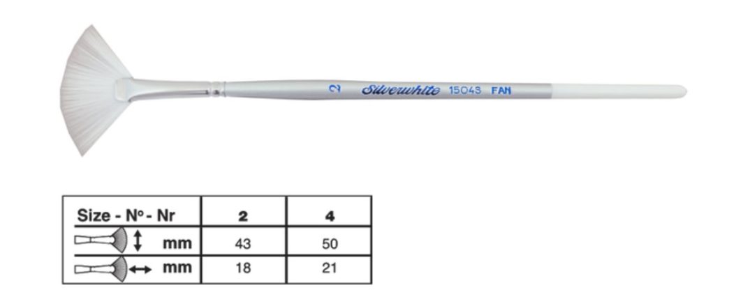 Silver Brush Silver White Taklon Fan Brush Short Handle Size 2 (1504S-2)