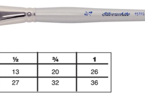 Silver Brush Silverwhite Stroke Taklon Series Stroke Brush Short Handle Size 1(1511S-1)