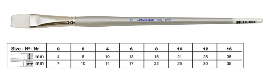 SILVER BRUSH SILVERWHITE TAKLON SERIES BRIGHT SHORT HANDLE BRUSH SIZE 4(1502S-4)