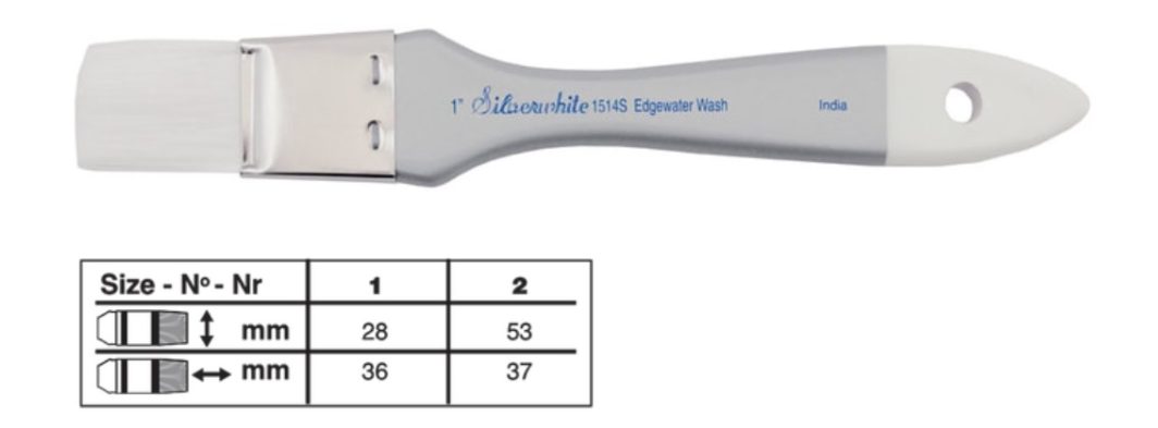 Silver Brush Silverwhite White Taklon Series Edgewater Wash Brush Short Handle Size 1(1514S-1)