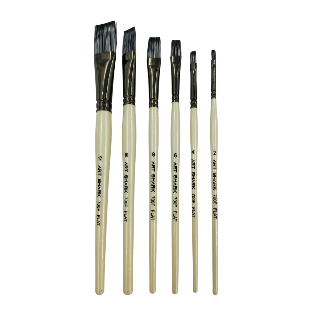 ART SHARK Flat Brush Set of 6 Pcs for Watercolor, Acrylic & Oil - Image 4