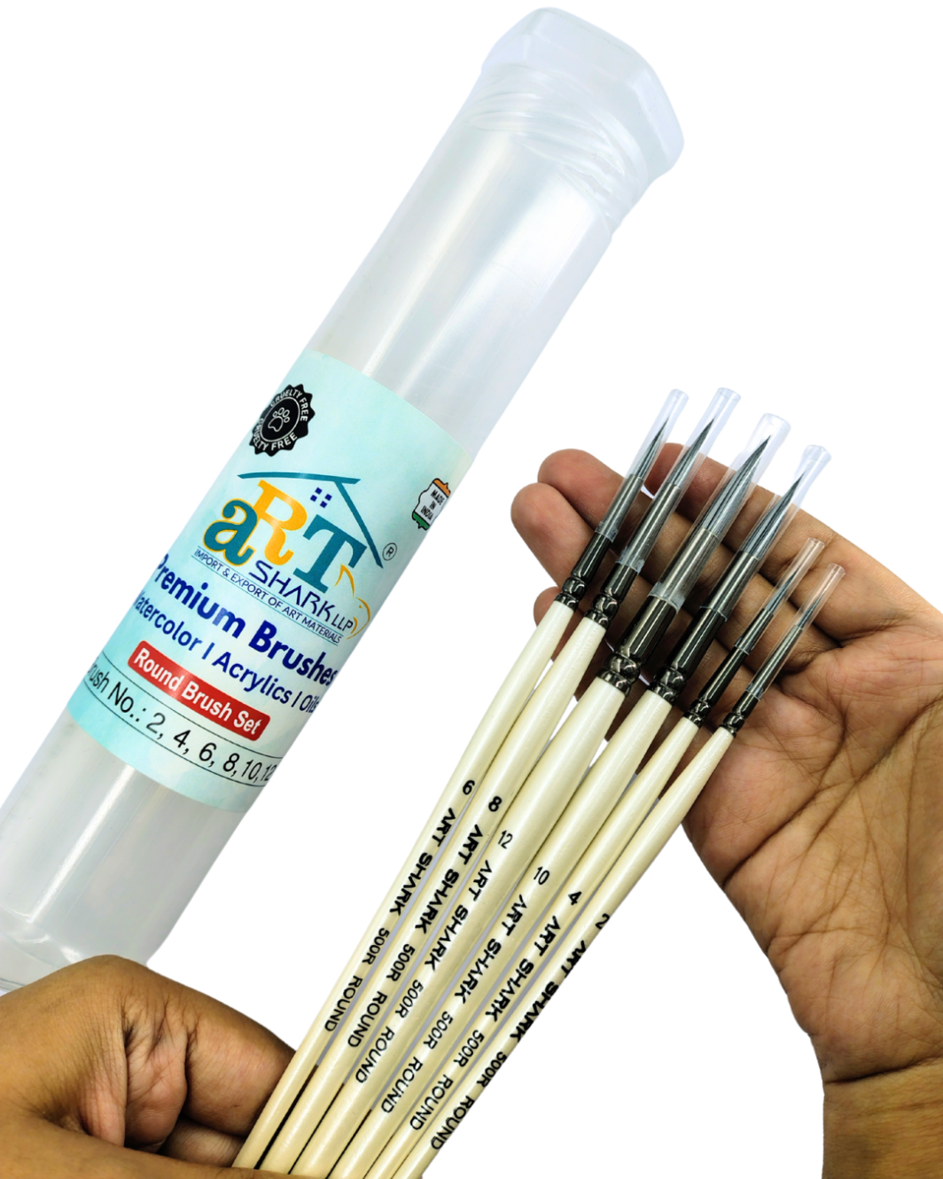 ART SHARK Round Brush  Set of 6 Pcs for Watercolor, Acrylic & Oil - Image 3