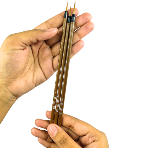 Chinese Mop Brush (Pointed Brown Small Handle) Set for Calligraphy & Watercolors