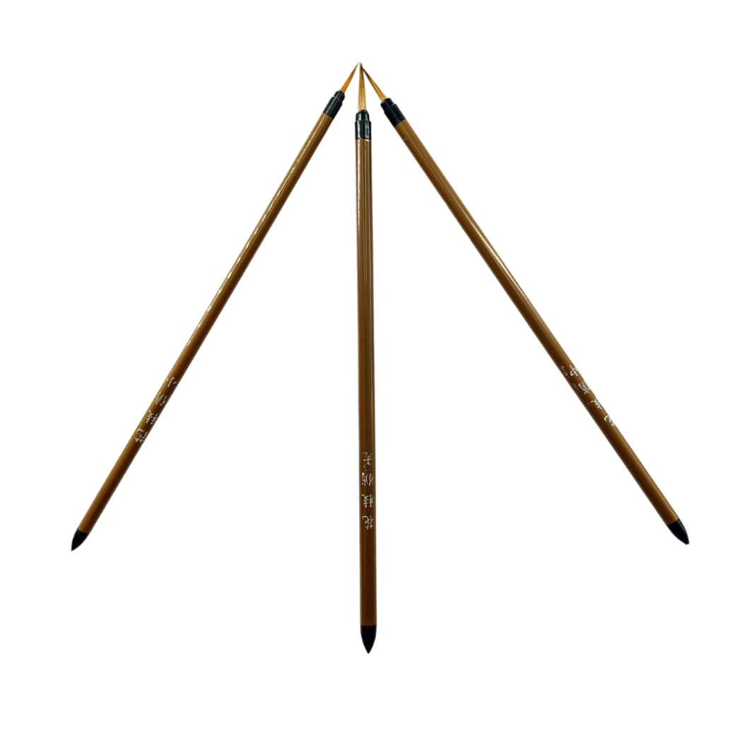 Chinese Mop Brush (Pointed Brown Small Handle) Set for Calligraphy & Watercolors