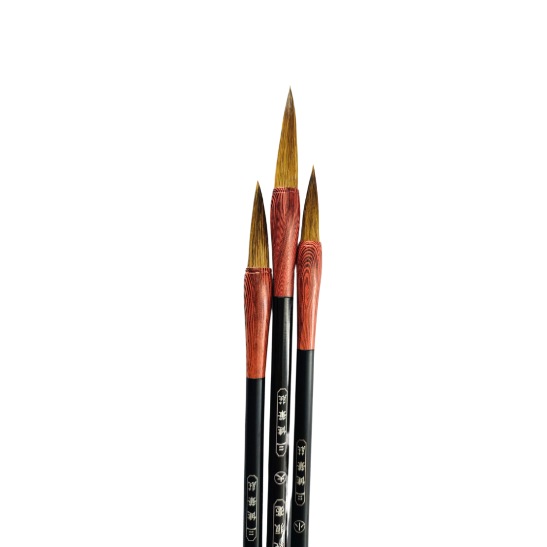 Chinese Mop Brush Set (Black Handle & Red Ferrule) for Calligraphy & Watercolors - Image 3