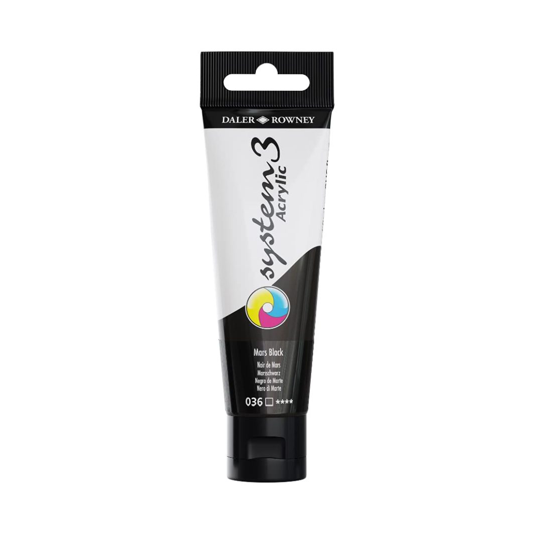 Daler Rowney System 3 Acrylic colour Mars Black 150ml tube