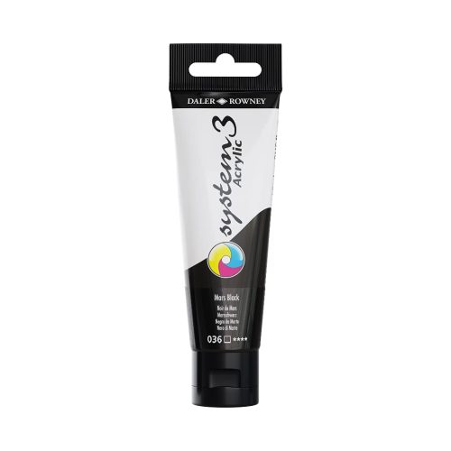 Daler Rowney System 3 Acrylic colour Mars Black 150ml tube