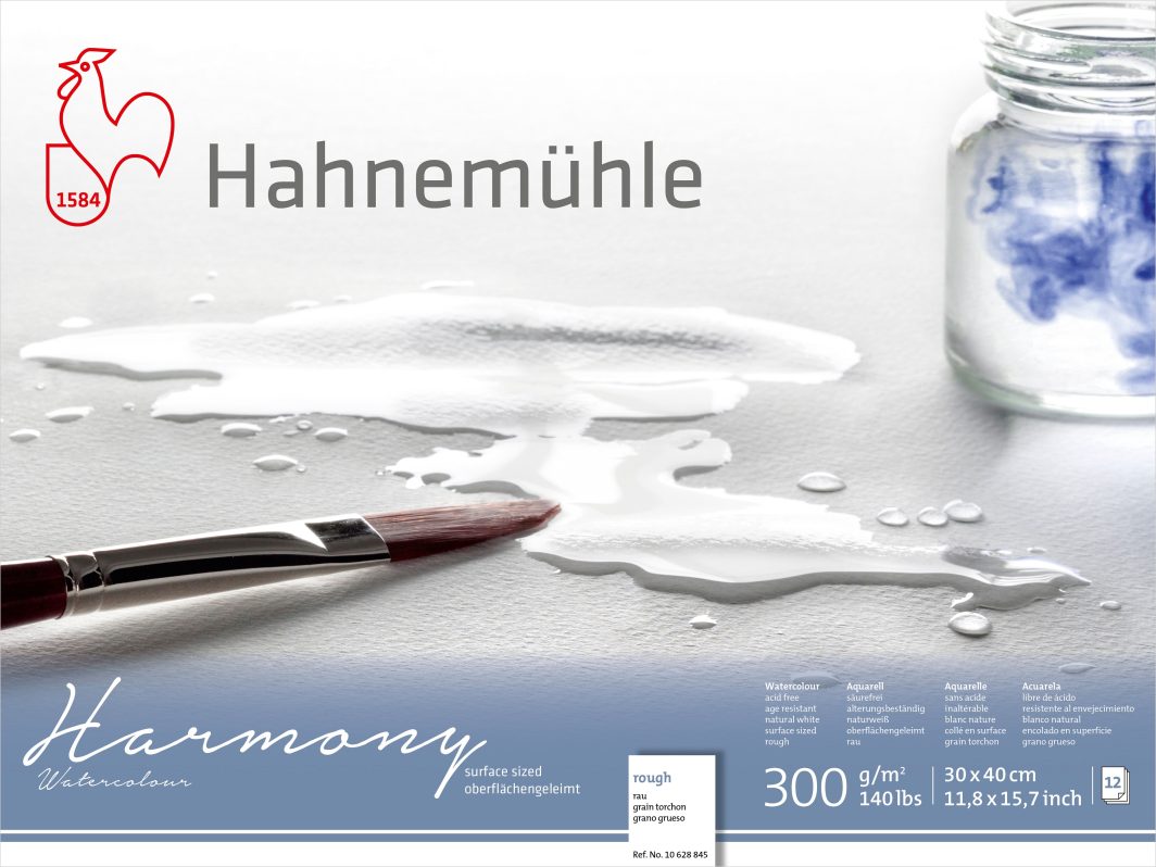 Hahnemühle Harmony Watercolour Paper Block, Cellulose, Rough, 300gsm, 30X 40 cm