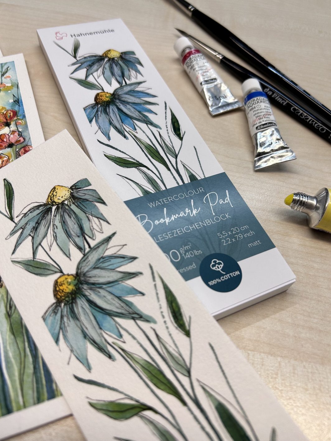 Hahnemühle Bookmark Pad, Cold Pressed, 300gsm, 100% Cotton, 5.5 X 20 cm - Image 2