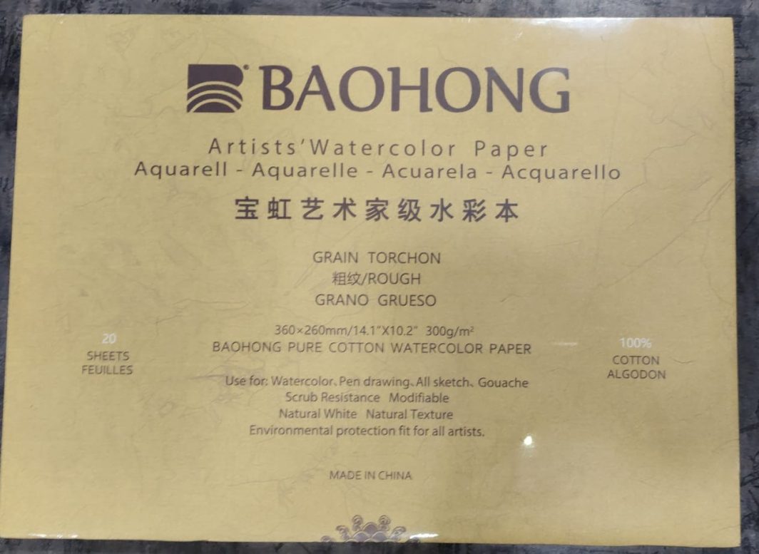Baohong Artist Watercolor Paper Pad, Rough, 300gsm, 360 X 260 mm