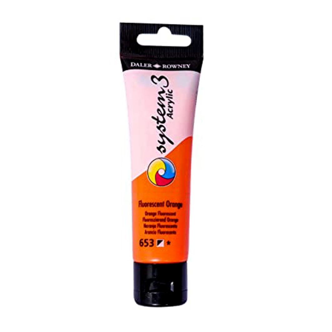Daler Rowney System 3 Acrylic colour Fluorescent Orange 59ml tube