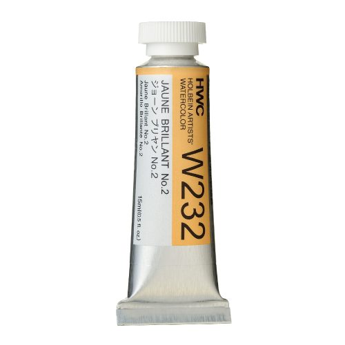 Holbein Watercolor Jaune Brilliant #2, 15ml Tube, W232