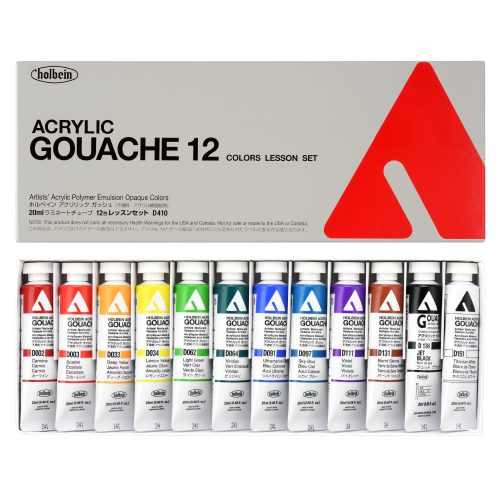Holbein Artist Acrylic Gouache (Lesson) Color Set of 12 x 20ml (D410)