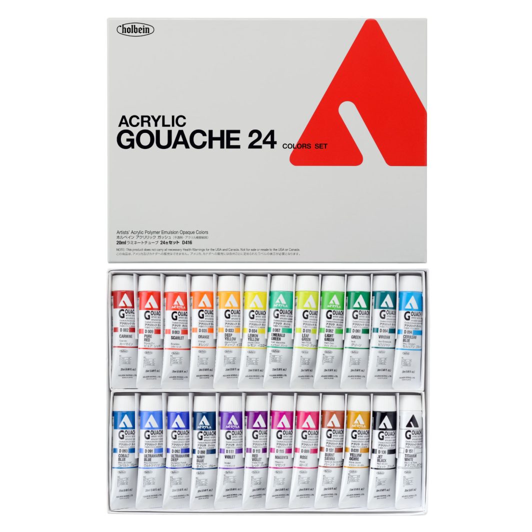 Holbein Artist Acrylic Gouache Color Set of 24 x 20ml (D416)