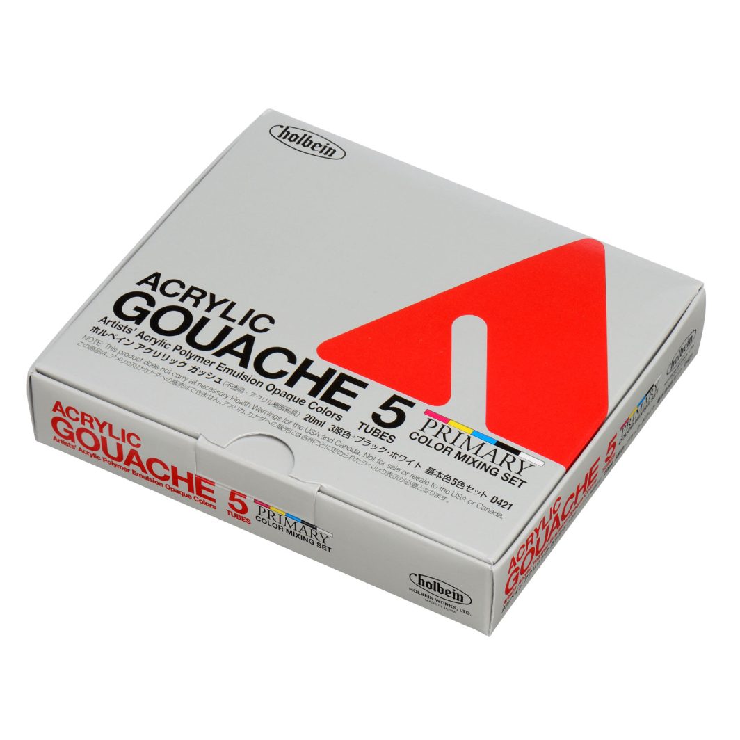 Holbein Artist Acrylic Gouache Primary Color Set of 5 x 20ml (D421)
