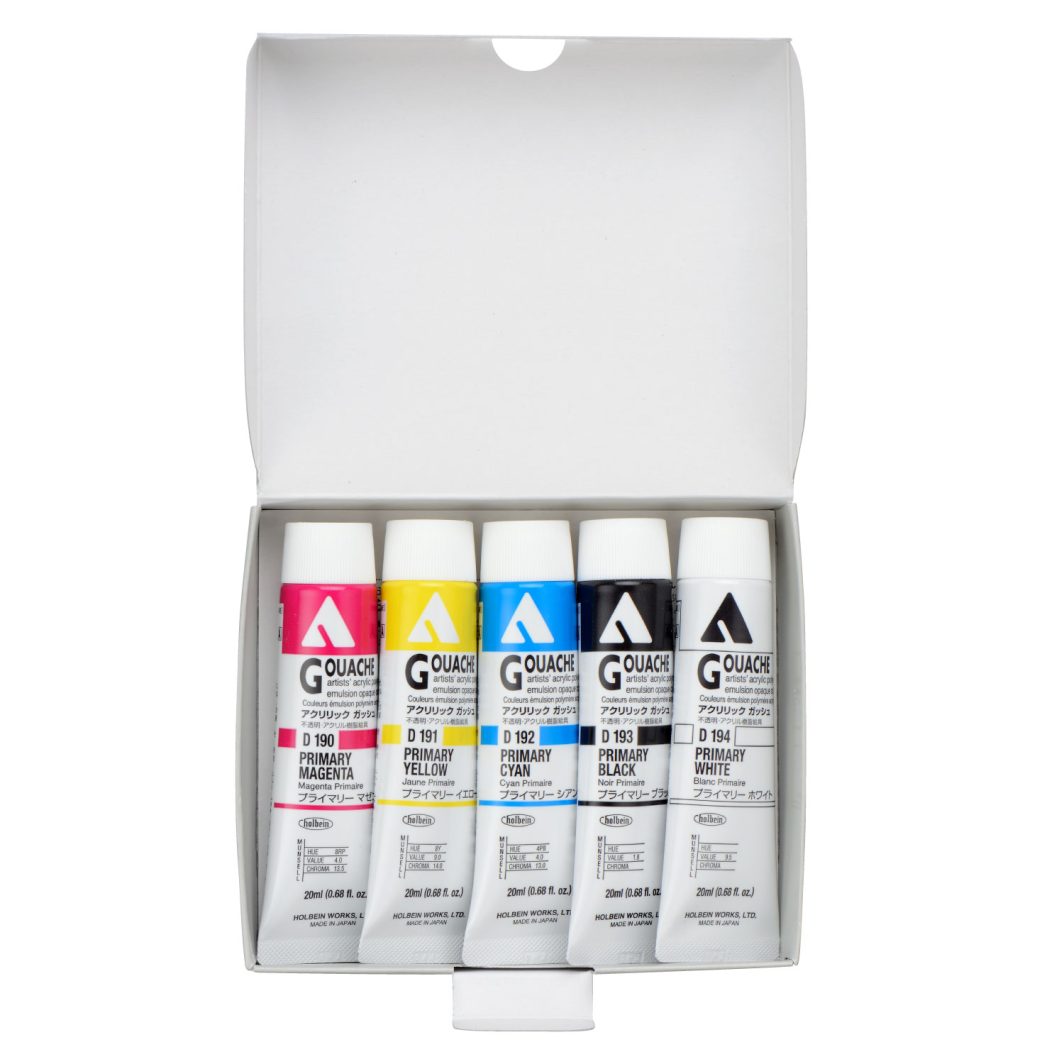Holbein Artist Acrylic Gouache Primary Color Set of 5 x 20ml (D421)