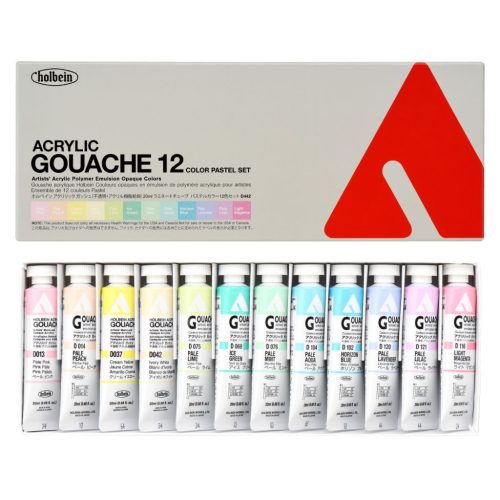 Holbein Artist Acrylic Gouache Pastel Color Set of 12 x 20ml (D422)
