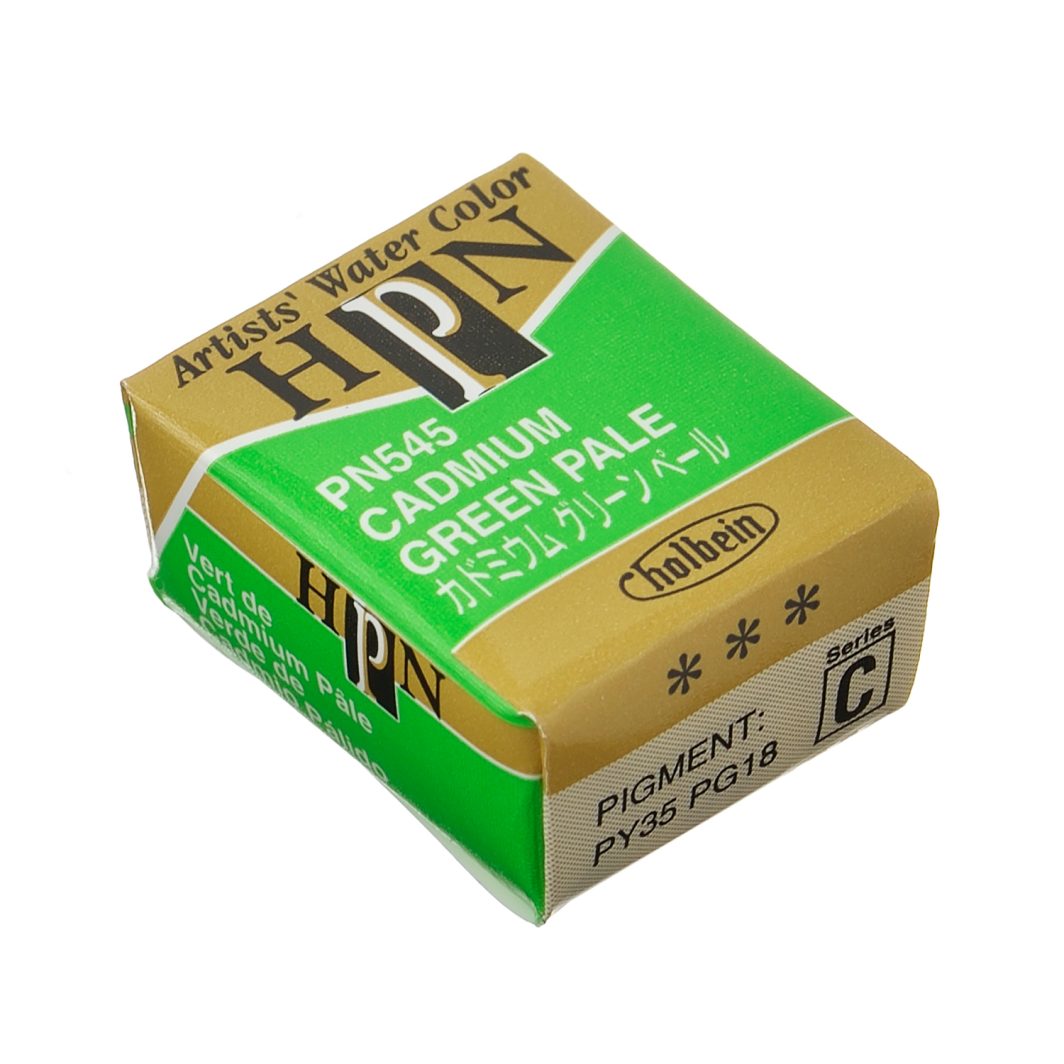 Holbein Watercolor Half Pan Cadmium Green Pale C, PN545