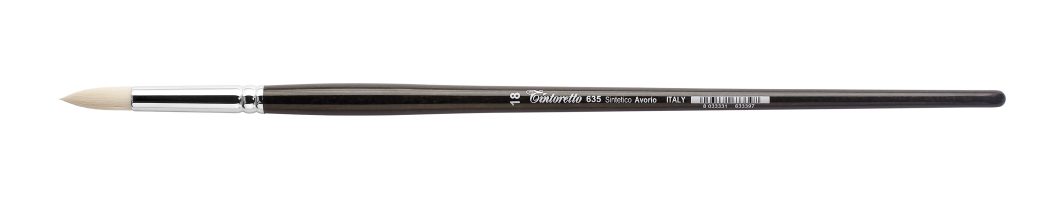 Tintoretto Ivory Synthetic Fiber Round Brush Series 635,Size-18