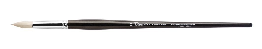 Tintoretto Ivory Synthetic Fiber Round Brush Series 635,Size- 22
