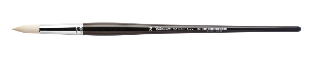 Tintoretto Ivory Synthetic Fiber Round Brush Series 635,Size- 24