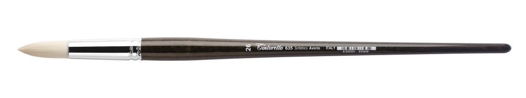 Tintoretto Ivory Synthetic Fiber Round Brush Series 635,Size- 26