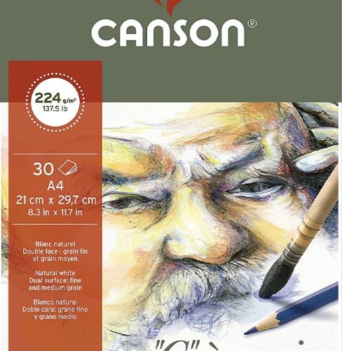                                                  Canson C a' Grain Album- Spiral Bound on Short Side, 224gsm, A4, ( 21 x 29.7cm)
