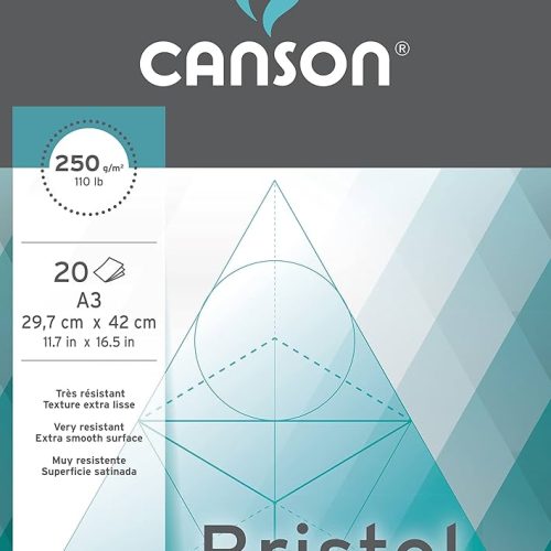 Canson Bristol Pads- Very Smooth Glued on Short Side, 250gsm, 29.7x42cm