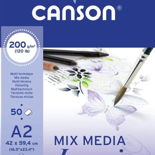                                    Canson Mix Media Imagine Pad- A2, 200gsm, 50 Sheets, Short- Side Glued, (Size 42 x 59.4cm)