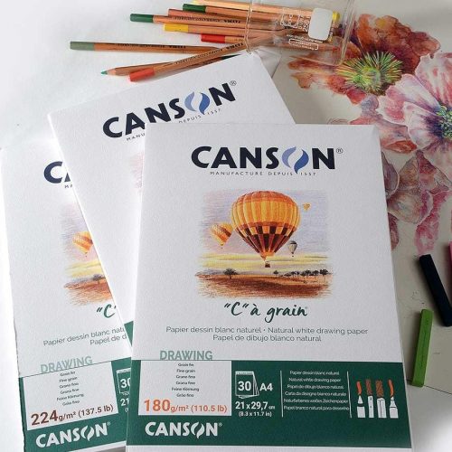                                            Canson C a Grain Pads- Short Side Glued,180gsm, A4 (21 x 29.7cm) 30 Sheets