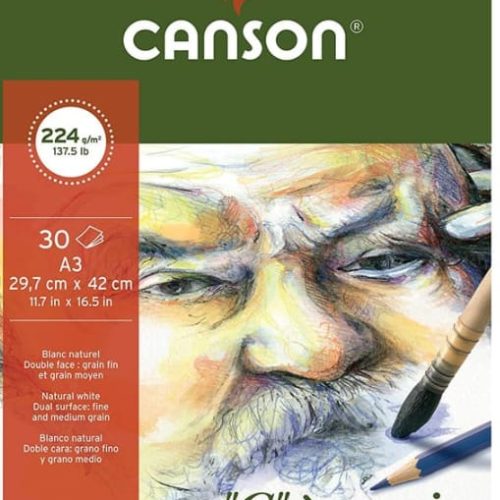                                     Canson "C"a' Pads Glued on the Short Side - 224gsm, A3 (29.7 x 42cm), 20 sheet