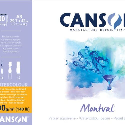                                           Canson Montval Watercolor Paper Cut Packs 300gsm, A3 (29.7 x 42cm), 5 Sheets
