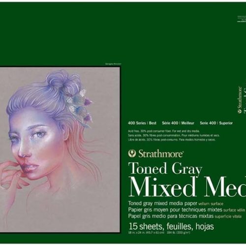 Strathmore Toned Gray Mixed Media Pad, 18"x24" Glue Bound, 15 Sheets