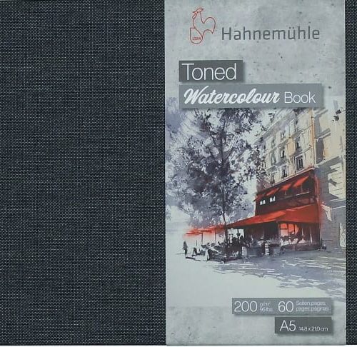                                              Hahnemuhle Toned Watercolor Book Grey (A5 Landscape, 200gsm, 30 Sheets/ 60Pages) 